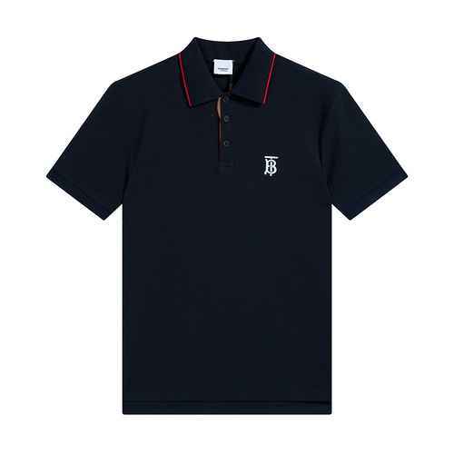 BurberryPolo con lettera TB ricamata Burberry anni '20 manica corta